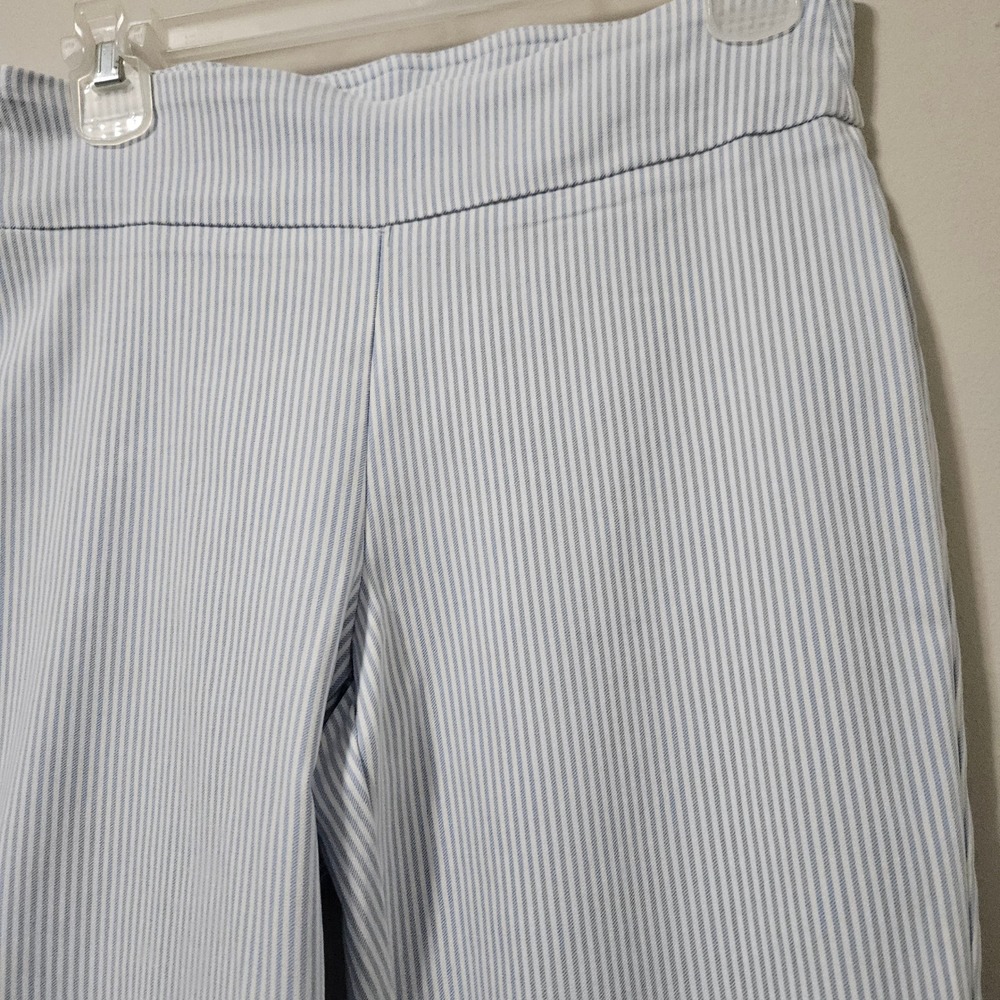 Crown & Ivy Womens 4P Blue White Striped Pull On Pants Lace Trim Hem Petite - Picture 2 of 6
